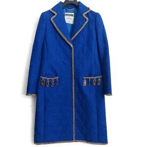 Moschino Couture Royal Blue Coat with Gold Logo by Jeremy Scott Size 6 (0059)